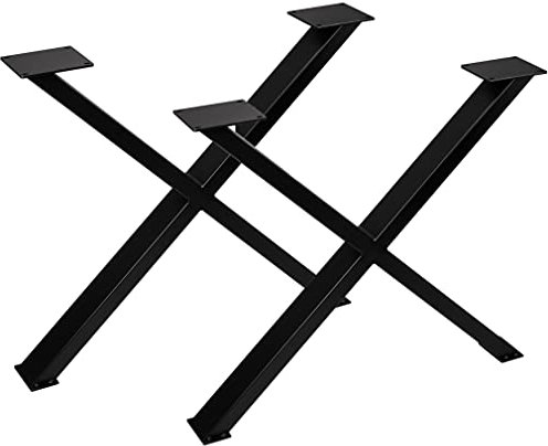 1 paire de Cadres de Table Forme de X Noir Mat Profile 80 x 40 mm Hauteur: 710 mm Profondeur 820 mm Piètement de table Design industriel Support Pied de Table de SO-TECH