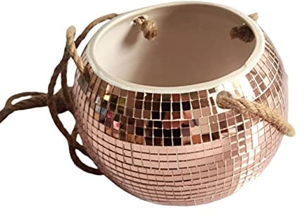 Rylod Mirror Disco Ball Hanging Planter, 6.7 Inch Boho Style Hanging Flower Pot Hemisphere Vase for Indoor Plants,Disco Ball Modern Decorative Plant Pots