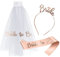Bymivofun Bride to Be Schärpe Schleier Set, Hen Party Accessoires mit Bride to Be Tiara Sash Veil, für Braut, Bachelorette Party, Jungge sellinnenabschied, Hochzeit, Brautparty