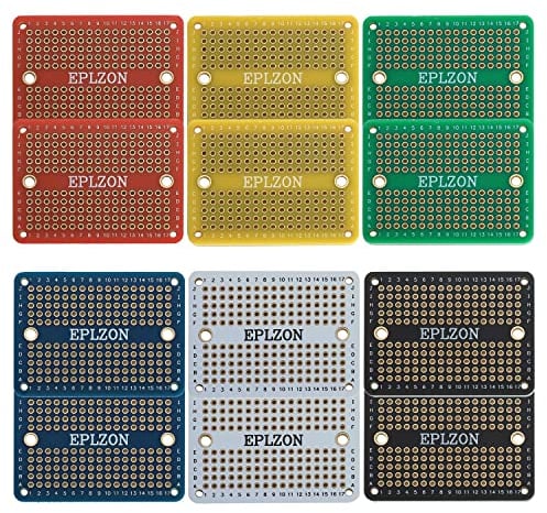 EPLZON Plated Mini PCB Solder-able Breadboard for Electronics Projects Compatible with Arduino Soldering Projects 2.0x1.5 mixed color(pack of 12pcs)