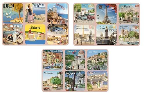 Cartexpo, Lot de 18 Dessous de Verres cartonnés sur Le thème des Villes de France