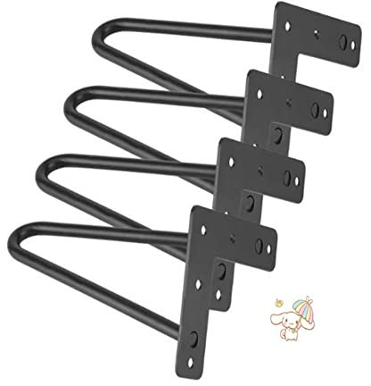 HUOLE Pieds Epingle DIY Pieds pour Table-Pieds de Meuble en Métal Noir Remplacement Pieds pour Table Chaise Meuble-Pieds de Table Basse en Épingle à Cheveux 3 Tiges, Meuble Scandinave 4pcs (30cm)