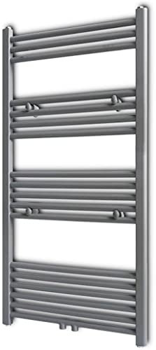 Bad-Heizkörper Gerade Handtuchtrockner für Warmwasser BadHeizkörper Flach Handtuchwärmer Flachheizkörper Handtuchhalter, Grau 600x1160 mm