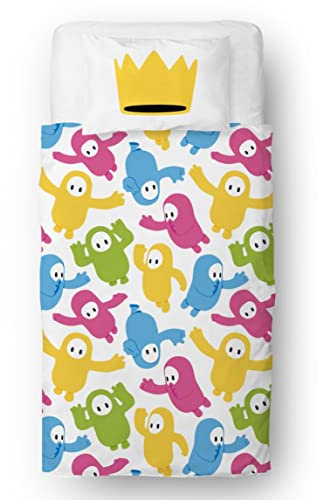 Fall Guys Official Kids Gaming Single Duvet Cover Set | Reversible 2 Sided Bedding Including Matching Pillow Case | Character World Brands Single Bed Set