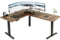 VIVO Electric Height Adjustable 160cm x 140cm Corner Stand Up Desk, Rustic Vintage Brown Table Top, Black Frame, L-Shaped Standing Workstation, 3CT Series, DESK-E3CTN