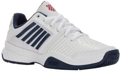 K-Swiss Court Express Tennisschuh für Herren, Weiß/Blauer Opal/Lollipop, 43 EU