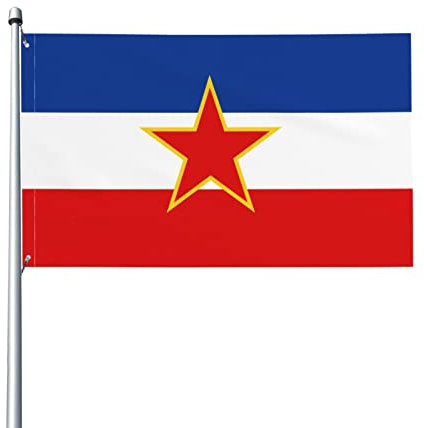 Drapeau de la Yougoslavie Drapeau 0,9 x 1,5 m – Résistant aux UV – Drapeau de jardin avec œillets