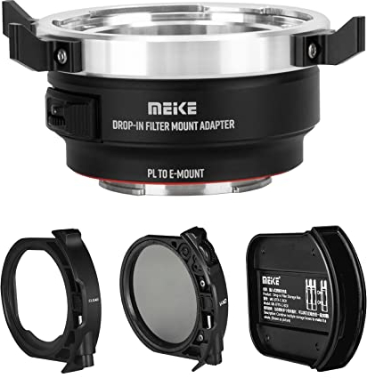 Meike MK-PLTE-C Drop-In Filter Manuelle Fokus Mount Adapter mit variablen ND und UV Filtern für ARRI PL-Mount Cine Lens auf Sony E Mount spiegellose Kameras
