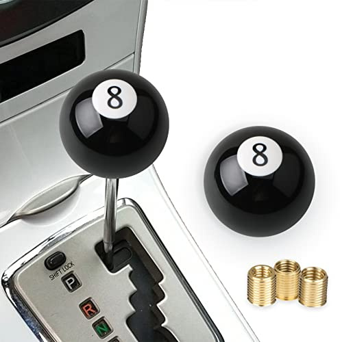 ASUBHA Pomo de palanca de cambios redondo negro de 8 bolas, perilla de palanca de cambios de velocidad, perilla de palanca de cambios de acrílico con 3 adaptadores, ajuste universal para vehículos