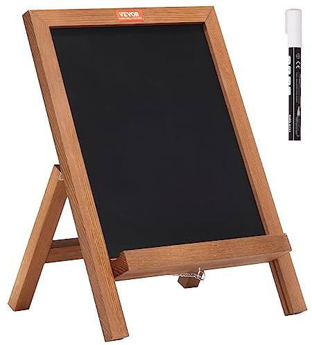 VEVOR Tableau Noir de Table 25x36 cm Mini Ardoise Craie Restaurant Magnétique avec Chevalet en Bois Présentoir de Table 1 Marqueur à Craie Liquide Panneau Publicitaire pour Promotion Menu Bar Café