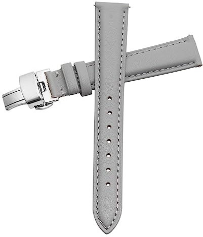 RUNMIND Uhrenarmbänder mit Butterfly-Schließe aus echtem Leder, Ersatzarmband für Herren und Damen, Uhrenarmband aus Leder, Schnellverschluss, 15 mm, Leder