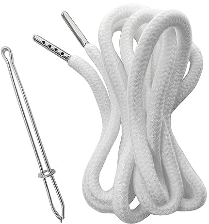10Pieces Universal Drawstring Cords Replacement,1.3m Long Drawstring Cords with 1Pc Easy Threaders,for Sweatpants,Shorts,Hoodie String(White)
