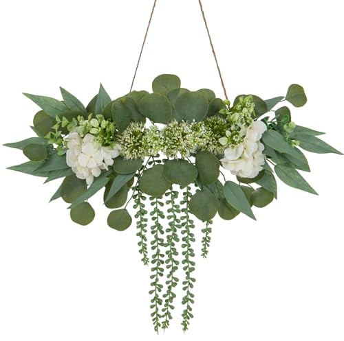 Oairse Eucalyptus Wall Hanging Decor Artificial Eucalyptus Hanging Plant Boho Decor Vines Plants Fake Greenery Leaves for Farmhouse Rustic Home Bathroom Bedroom Living Room Decoration