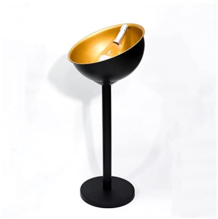 MOOWI Ice Bucket Stainless Steel Ice Bucket Vertical with Rack Champagne Bucket Thickened Ice Wine Basin Household Ice Bucket Bar Ktv Ice Cooler Keeps Ice Cold & Dry (Color : Gold)