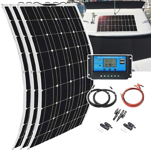 Flexible Solar Panel(110w/220w/330w/440w), Monocrystalline Solar Photovoltaic, 40a Charge Controller, 12v Battery Energy Charging,Easy Installation, for Garden, Shed,330w