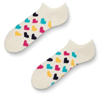 Dedoles Chaussettes Unisexe Homme Femme & Enfants beaucoup designs amusants gauche droite différent, couleur: Multicolore, motif: Cœurs colorés (Socquettes pour baskets), taille: 43-46
