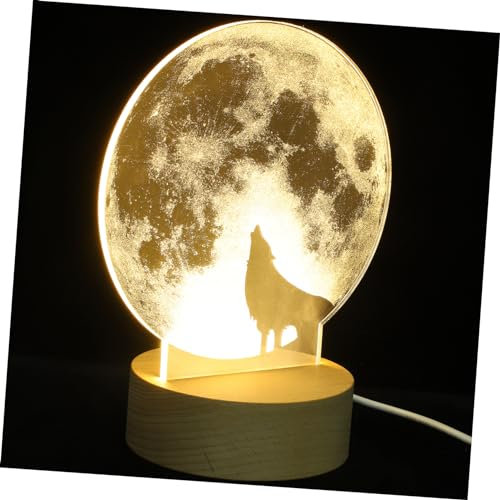 UPKOCH Wolf Nachtlicht Led Tischlampe Mit Holzsockel Usb Dekorative Lampe Für Schlafzimmer Und Kinderzimmer Warmweiß