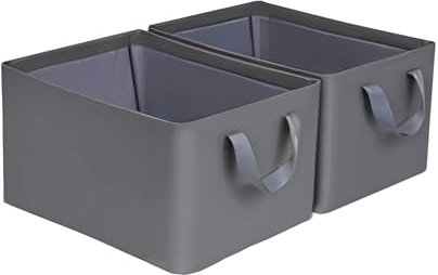 iEGrow Aufbewahrungsbox, 3er Set, faltbare Stoffbox mit Griffen, Aufbewahrung für Kleidung, 35 x 25 x 20 cm, Oxford, geeignet für Wohnzimmer, Schlafzimmer, Aufbewahrung von Badartikeln (Grau)