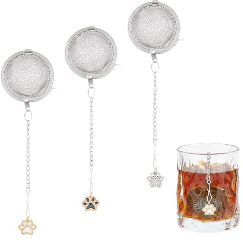 UNICRAFTALE 3Pcs 3 styles Filtre Infuseur Passe Boule Infuseurs à Thé Acier Inoxydable Pendentif Patte de Chien Boule à Thé Passoire à thé avec Chaîne pour Infuser du Thé en Vrac