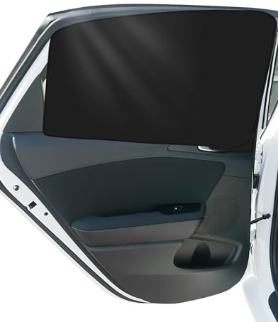 Clundoo 2 Pezzi Protezione Solare Auto, Parasole Auto Bambini Accessori Auto, Tende Oscuranti Vetri Auto, Block Raggi UV Anti-Zanzara, Lunotto Posteriore, Completamente Nero