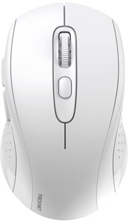 TECKNET Mouse Bluetooth 5.0 e 3.0, 3 Modalità, Mouse Ottico Portatile Wireless 2.4G con Ricevitore USB Nano, 4000 DPI per Laptop, MacBook, PC, Windows, Android, Bianco