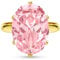 Linawe Rose Quartz Morganite Pink Imitation Diamond Rings for Women, Gold Cubic Zirconia Fake Engagement Wedding Adjustable Ring, Gemstone Rhinestone Costume Jewellery