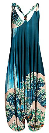 Jump Suit for Women UK Womens Hippy Dungarees Women's+Dungarees Loose Baggy Jumpsuit Petite Dungarees for Women UK Dungarees Womens Long Dungarees Patterned Dungarees Patterned Blue 5XL