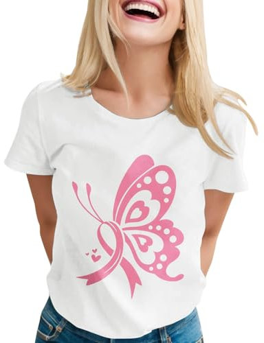 Générique Ruben Rose de Sensibilisation Au Cancer du Sein D'Octobre T-Shirt Tee Shirt Oversize Femme Top Chic Rose Fushia Femme