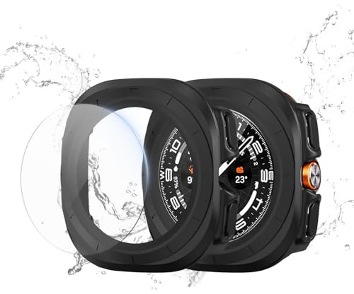 ELUTENG 2+2 Pezzi Galaxy Watch Ultra 47mm Pellicola Protettiva + Custodia Ultra Resistente | Vetro Temperato 9H & Custodia protettiva PC Antiurto | Compatibile per Samsung Galaxy Watch 7 Ultra 47mm