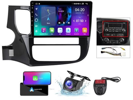 Android 13 Car Radio Stereo 2 DIN für Mitsubishi Outlander 3 2012-2018 mit Carplay Android Auto GPS Navigation 9 Zoll FM RDS DAB+ Auto Radio Player mit BT 5.0/SWC/Rückfahrkamera DVR(A,NF-2)