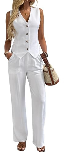 Zweiteilige Outfits für Damen: Leinenweste, elegante Freizeit-Sets, Hosenanzüge mit weitem Bein