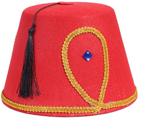 Fez Hut, klassische und Karnevals-Kopfbedeckung, Halloween, Cosplay, exquisiter Hut, aufwendige schwarze Quasten