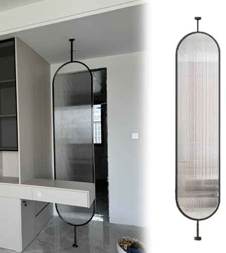 Trennwand Paravent Trennwand Aus Eisen, Freistehende Raumteilerwand Mit Klarem Glas Für Den Gewerblichen Eingang Im Apartment-Studio-Wohnzimmer, Privatsphäre-Dekortrenner(1 panel,160x35cm/63x13.8in)