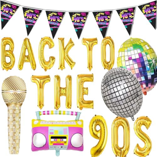 Retour à la bannière de ballon des années 90 ballon des années 90 décorations de fête des années 90 fournitures de fête des années 90 fête à thème des années 90,Kit De Décoration Des Années 90
