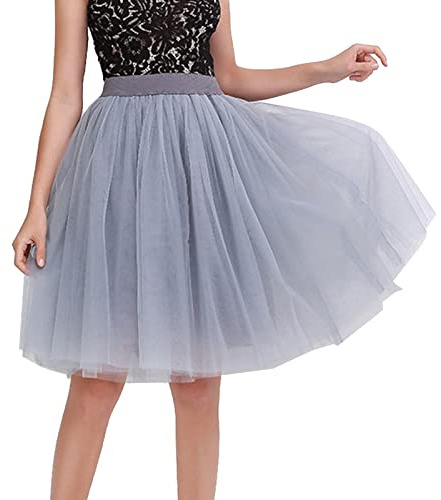 Tüllrock Damen Mit Elastische Hohe Taille Petticoat Unterrock Party Rockabilly Tüll Rock Midirock