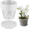 4pcs Orchid Pot, pots d'orchidées transparents avec des trous, pots de plantes respirants avec soucoupes pour le rempotage, pots d'orchidées légers, pots de plantes à fleurs en plastique pour extér