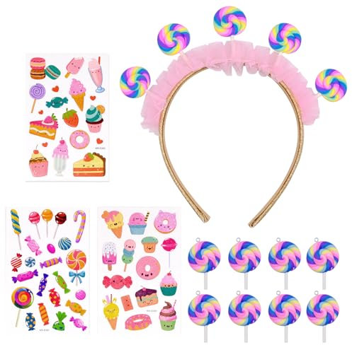 12pcs Lollipop Kostüm Haarreif Regenbogen, Lollipop Stirnband, Lollipop Karneval Haarband, Lollipop Haarreif Haarschmuck für Ostern, Halloween Kostüm, Fasching Kostüm, Mottoparty