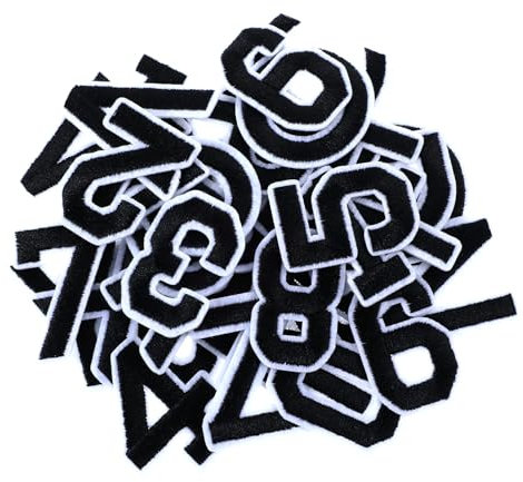 Ptwola 72 Pieces Iron on Letters Numbers Patches Black Alphabet Embroidered Name Patch Fabric Custom Decorate Patches Sticker DIY Accessories for Clothes Jackets Jeans Letters Socks Bags Dress