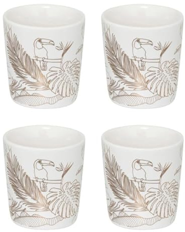 Paris Prix Secret de Gourmet - Lot de 4 Tasses à Café Toucan 10cl Blanc