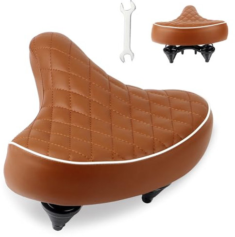 GRELiving Fahrradsattel-Bequemer Gelsattel für Damen & Herren|Ergonomischer Komfortsitz für Stadtrad,MTB & Retro-Bikes(26×27cm)|Atmungsaktiv & Wasserdicht (Braun)