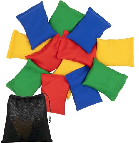 WOFEU Wurfspiele Bohnensäckchen, 12stück Cornhole Säckchen (8x12cm) für Kinder Leicht zu greifen, klein Cornhole Wurfsack, Doppelt genäht Sitzsack für Jonglieren Sport Freien Familie Partyspiele