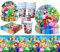 Ensemble de vaisselle de fête Super Bro 51 pièces avec assiettes en carton, gobelets et serviettes, nappe, fournitures de fête pour enfants, garçons et filles, 10 invités