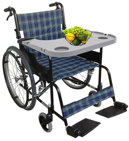 Plateau en ABS pour fauteuil roulant, amovible, plateau de table avec porte-gobelets, facile à installer, pour les maisons, les maisons de retraite, les maisons de retraite, les maisons de retraite