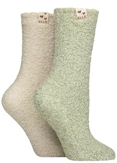 Elle Ladies Bed & Slipper Socks - Soft, Cosy & Warm in Many Colours for Home and Lounging, a Gift Idea for Christmas Pack of 2 Size 4-8