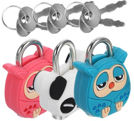 SEWOART 3Stücke Cartoon Mini Vorhängeschloss Teiliges Panda und Design für Handtaschen Rucksäcke Schmuckkästchen Schränke und Robustes Metallmaterial Leicht