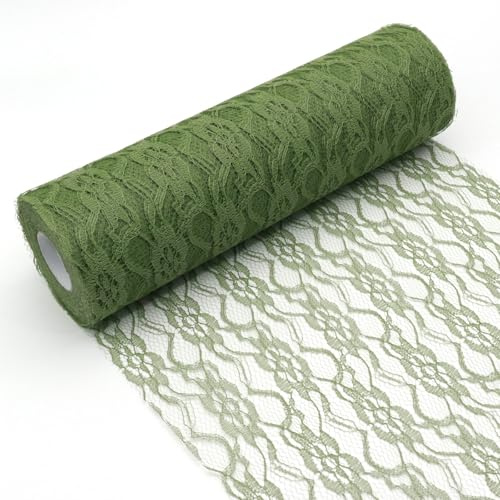 YUNSHANGHE Tischläufer Spitze Grüner 30cm x 25m Tischdeko Band Spitzenstoff Deko Tischläufer für Tischdekorationen zu besonderen Anlässen wie Hochzeiten und Taufen
