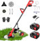 Tagliabordi Senza Fili da 21V e 9 Pollici, Decespugliatore Elettrico da 20000 Giri/Min con Ruote, Tagliaerba Elettrico, 2 Batterie da 3000 mAh Decespugliatore a Batteria per Giardini Bordi