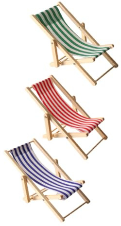 FRCOLOR 3stücke Miniatur-gartenstühle Aus Holz Für Puppenhäuser Mini-strandkorb Als Outdoor-zubehör Bastelbedarf Für Strand-szenen Deko-möbel Für Puppenhaus-Modelle