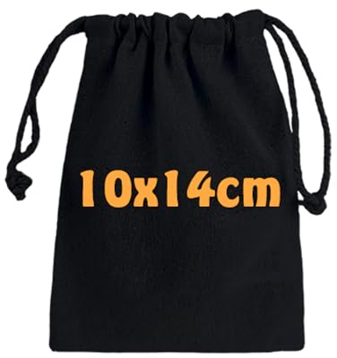 Baumwollbeutel 10x14 cm – natur – 100% Baumwolle, 140 g/m² – Zugbandbeutel – kleine Stoffbeutel für Adventskalender, Schmuck, Geschenke - OEKO-TEX® STANDARD 100 zertifiziert (750 Schwarz)