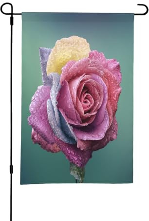 Bunte Rose Romance Blütenblätter Pflanze, 12 x 18 Zoll doppelseitige Sommer Garten Hof Flagge draußen